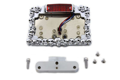 Chrome Tail Lamp and License Plate Holder Skull Style - V-Twin Mfg.