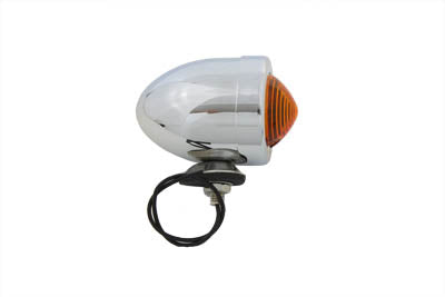 Chrome Bullet Marker Lamp Amber Single Filament - V-Twin Mfg.