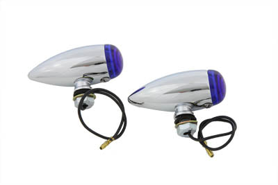 Mini Bullet Blue Lens Marker Lamp Set - V-Twin Mfg.