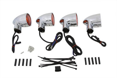 Chrome Amber Lens Turn Signal Kit - V-Twin Mfg.