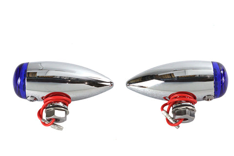 Mini LED Bullet Blue Lens Marker Lamp Set - V-Twin Mfg.
