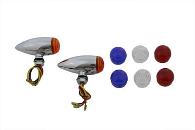 Mini Amber LED Bullet Lens Marker Lamp Set - V-Twin Mfg.
