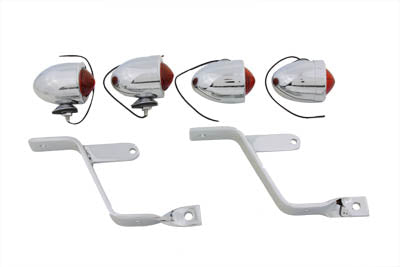 Captain America Style Marker Lamp Kit With Red Lens - V-Twin Mfg.