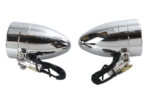 Chrome Torpedo Marker Lamp Set with Clear Lens - V-Twin Mfg.