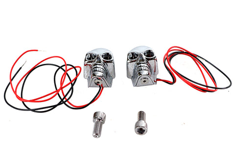 2 inch Chrome Skull Marker Lamp with Red LED - V-Twin Mfg.