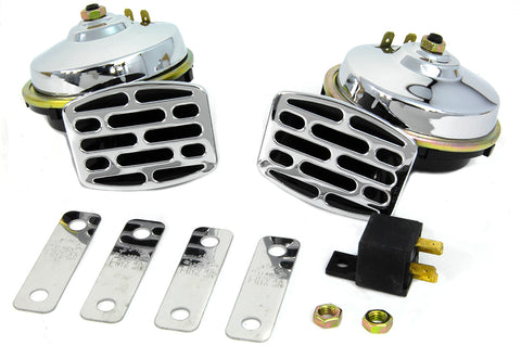 Chrome 12 Volt Twin Horn Set - V-Twin Mfg.