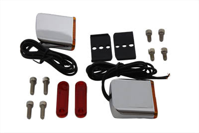 Square Red and Amber Lens Marker Lamp Set - V-Twin Mfg.
