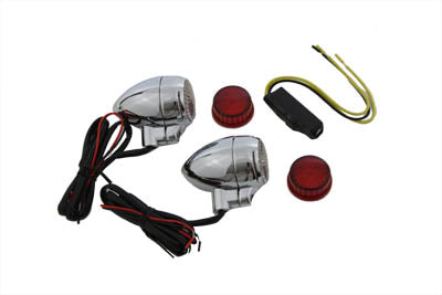 Clear Lens with Red LEDs Marker Lamp Set - V-Twin Mfg.