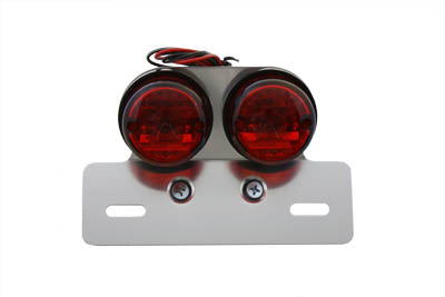 Chrome Twin Round Tail Lamp with Alloy License Bracket - V-Twin Mfg.