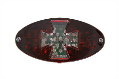Oval Tail Lamp with Maltese Inset Red - V-Twin Mfg.
