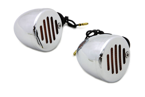 Chrome Shielded Bullet Marker Lamp Set with Amber Lens - V-Twin Mfg.