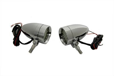 Chrome Bullet Marker Lamp Set with Amber LEDs - V-Twin Mfg.