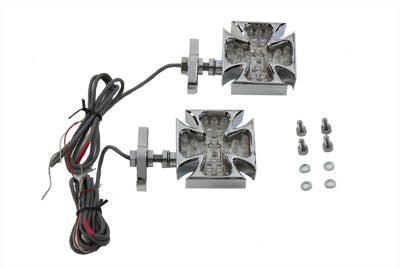 Chrome Turn Signal Set Maltese Red LED - V-Twin Mfg.