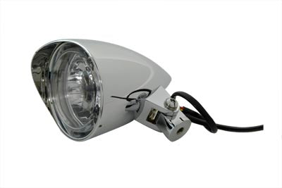 3-1/2 inch Round Headlamp Billet with Visor - V-Twin Mfg.