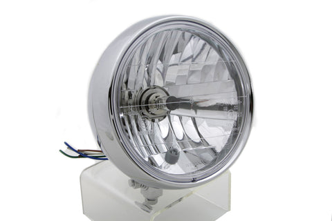 6 inch Round Headlamp Steel Chrome - V-Twin Mfg.