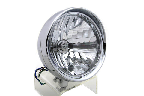 6-1/2 inch Round Headlamp Steel Chrome - V-Twin Mfg.