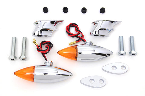Chrome Torpedo Bullet Style Marker Lamp Set - V-Twin Mfg.