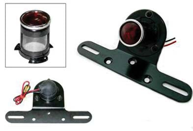 Black 1 inch Round Tail Lamp - V-Twin Mfg.