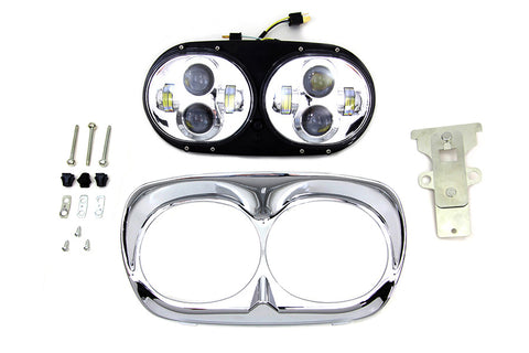 Chrome Dual LED Headlamp Unit - V-Twin Mfg.