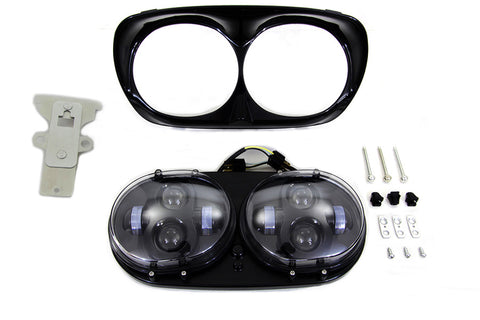 Black Dual LED Headlamp Unit - V-Twin Mfg.
