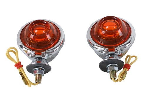 Chrome Turn Signal Set Bullet with Amber Lens - V-Twin Mfg.