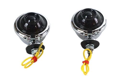 Chrome Turn Signal Set Bullet with Smoked Lens - V-Twin Mfg.