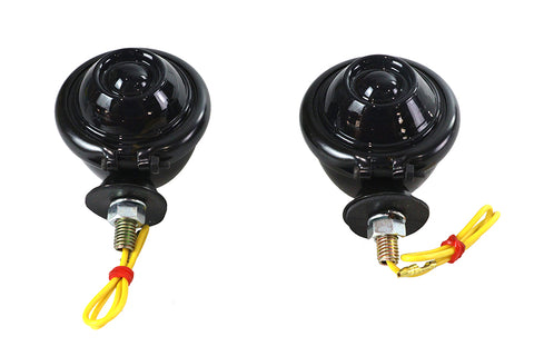 Black Turn Signal Set Bullet with Smoked Lens - V-Twin Mfg.