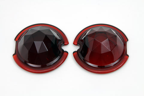 Tail Lamp Glass Lens Set Faceted Red - V-Twin Mfg.