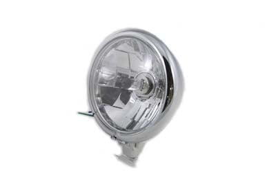 Chrome 5-3/4 inch Round Faceted Headlamp Assembly - V-Twin Mfg.