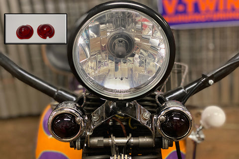 Replica Marker Lamp Lens Glass Bullet Style Red - V-Twin Mfg.