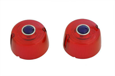 Turn Signal Lens Set Red with Blue Dot - V-Twin Mfg.