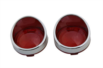Chrome Turn Signal Bezel Red Lens - V-Twin Mfg.