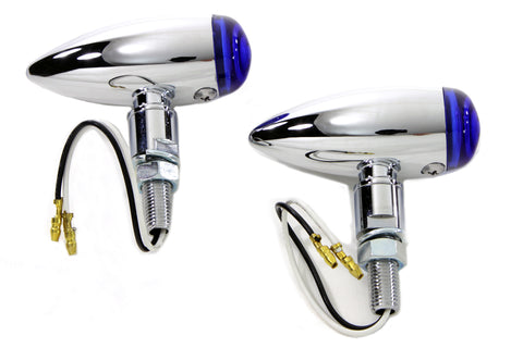 Mini LED Bullet Blue Lens Marker Lamp Set - V-Twin Mfg.
