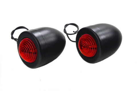 Black Bullet Marker Lamp Red Single Filament - V-Twin Mfg.