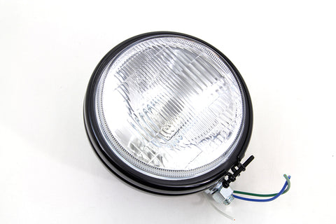 5-3/4 inch Round Stock Type Black Headlamp - V-Twin Mfg.