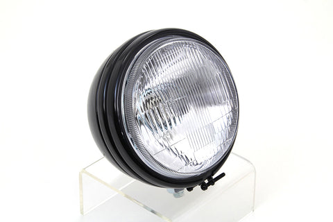 5-3/4 inch Round Stock Type Black Headlamp - V-Twin Mfg.