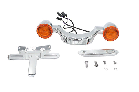 Chrome Bullet Rear Turn Signal Bar and License Plate - V-Twin Mfg.
