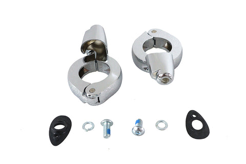 Chrome Front Turn Signal Relocation Kit 39mm Forks - V-Twin Mfg.