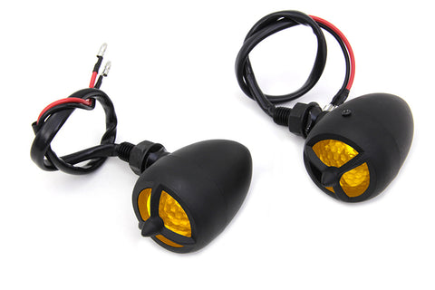 Black Torpedo Bullet Style Marker Lamp Set - V-Twin Mfg.