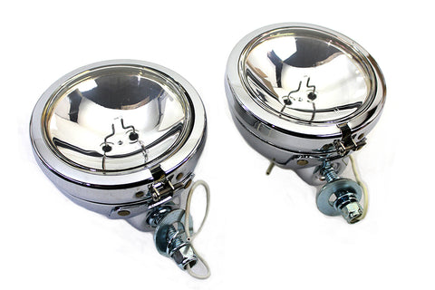 Chrome 4-1/2 inch Spotlamp Set with Clear 6 Volt Bulb - V-Twin Mfg.