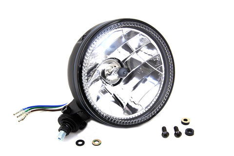 5-3/4 inch H4 Headlamp Unit Black - V-Twin Mfg.