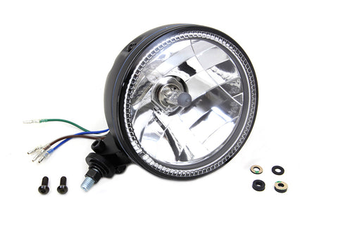 5-3/4 inch H4 Headlamp Unit Black - V-Twin Mfg.