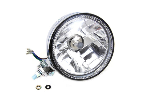 5-3/4 inch H4 Headlamp Unit Chrome - V-Twin Mfg.
