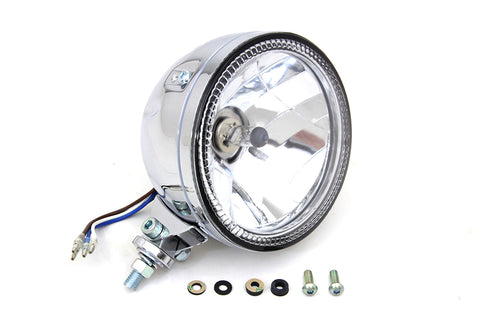 5-3/4 inch H4 Headlamp Unit Chrome - V-Twin Mfg.