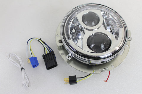 7 inch LED Headlamp Assembly Chrome - V-Twin Mfg.