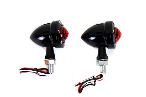 LED Bullet Turn Signal Set Black with Red Lens - V-Twin Mfg.
