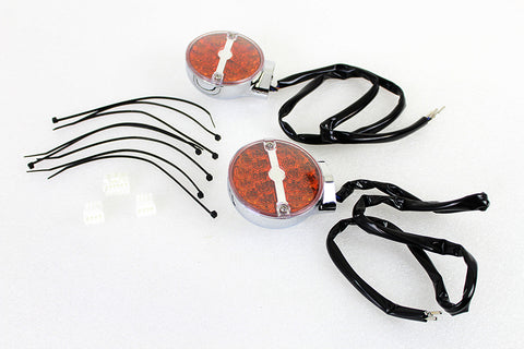 Amber LED Flat Lens Turn Signal Set - V-Twin Mfg.