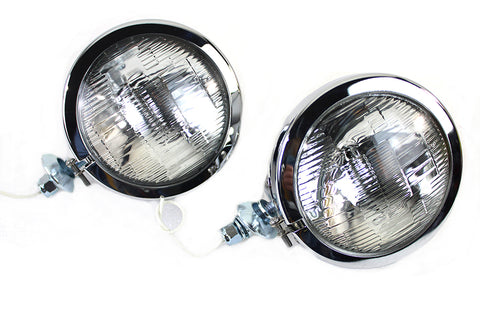 4-1/2 inch Fluted Spotlamp Set with 12 Volt Bulb - V-Twin Mfg.