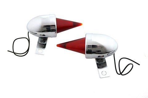 Torpedo Bullet Lamp Set Chrome with Brackets - V-Twin Mfg.