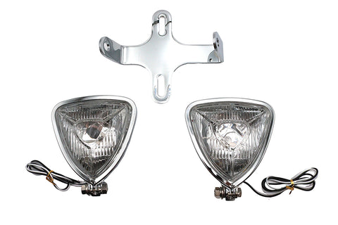 Dual Triangle Headlamp Kit Chrome - V-Twin Mfg.